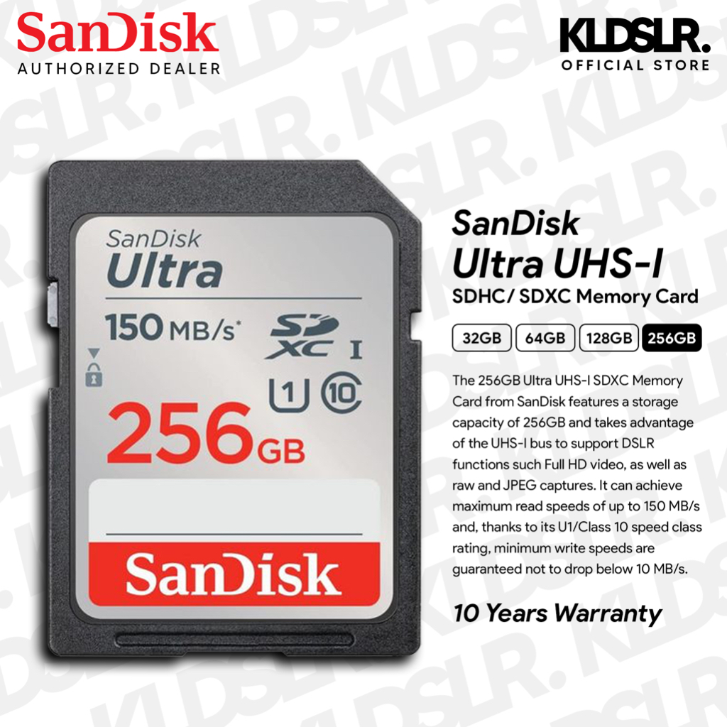 Sandisk Ultra 32GB/ 64GB/ 128GB/ 256GB 120Mb /s Class 10 Full HD SD