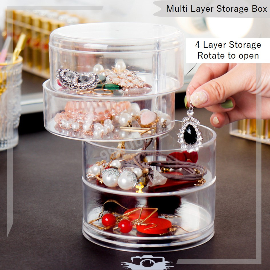 Jewelry Organizer Box Earring Holder Organizer for Women Kids, Small Travel  4-Layer Rotating Jewelry Tray Storage Case for Bracelets Rings Necklace  Bracelets 