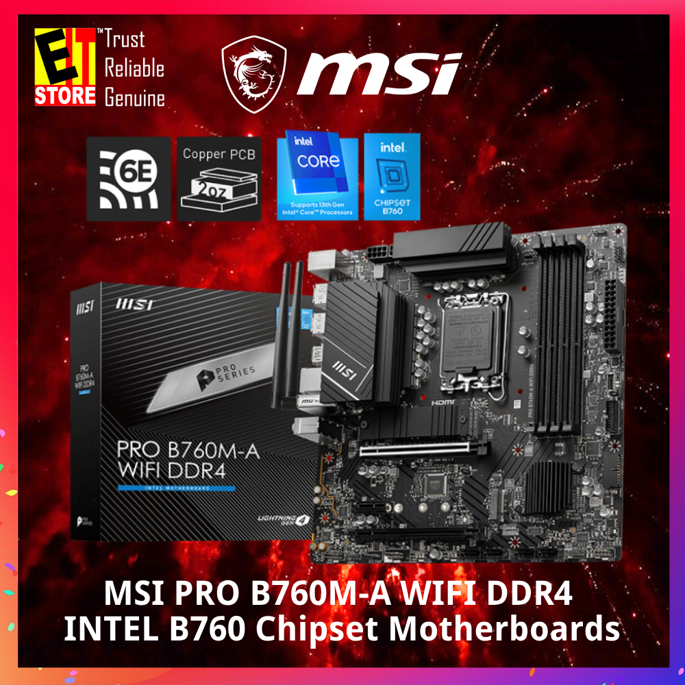 MSI PRO B760MA WIFI DDR4 INTEL B760 Chipset Motherboards 3yrs warranty