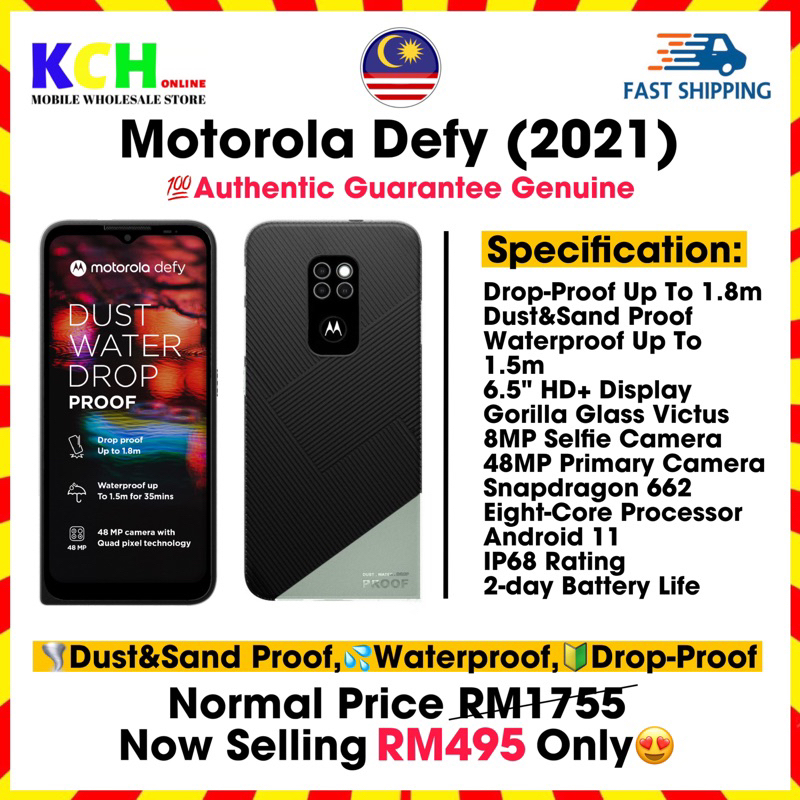 【💯PROMOTION PRICE】Motorola Defy 2021 Rugged Android Smartphone Dust ...