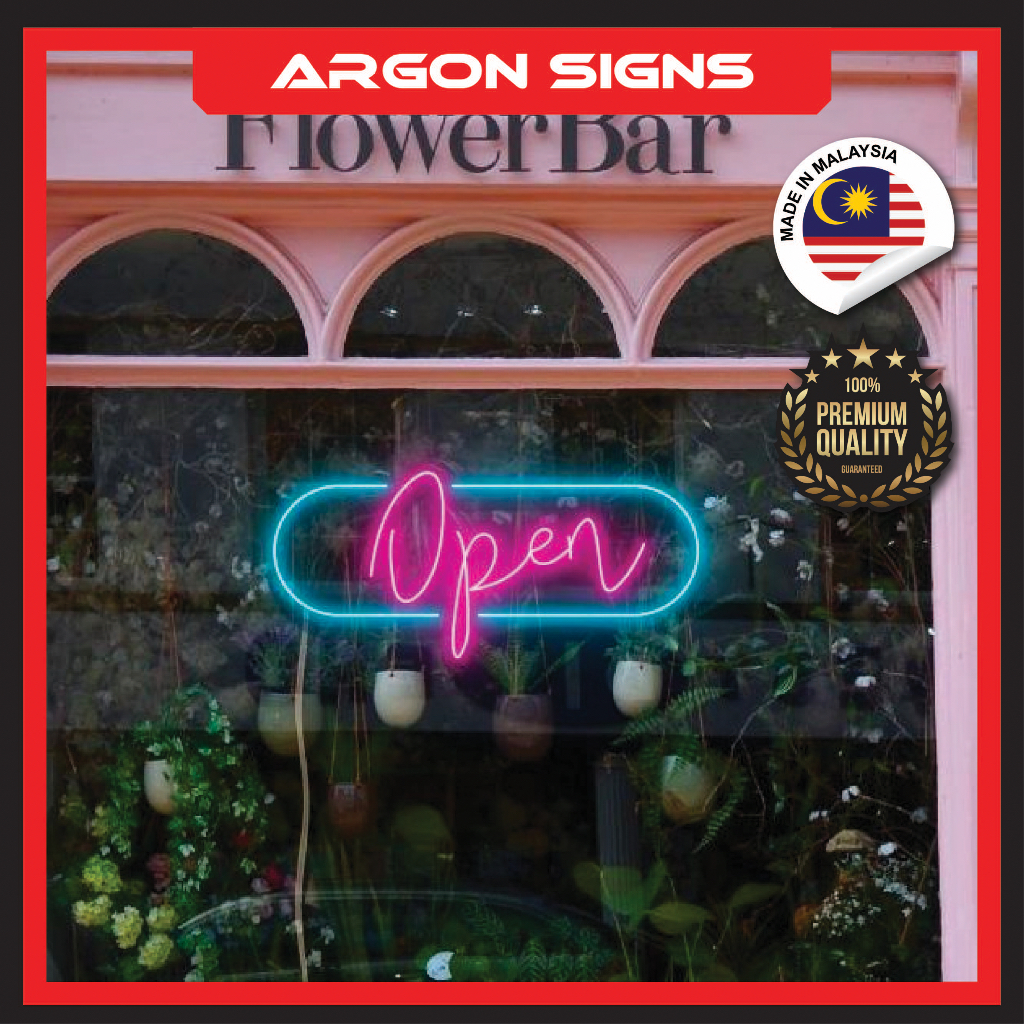 Open Neon Light Sign Restoran Sign Cafe & Restaurant Sign Two Color