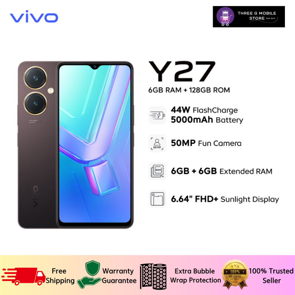 Vivo Y27 Smartphone 6+6GB EXTENDED RAM+128GB ROM, 44W FlashCharge+ ...