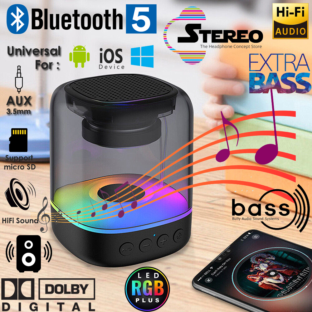 【Bluetooth Speaker】RGB LED Light High Fidelity Sound Subwoofer Desktop