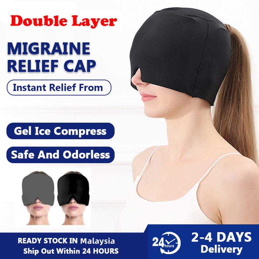 【Double layer】Migraine Relief Cap Gel Reusable Headache Migrain Hat ...