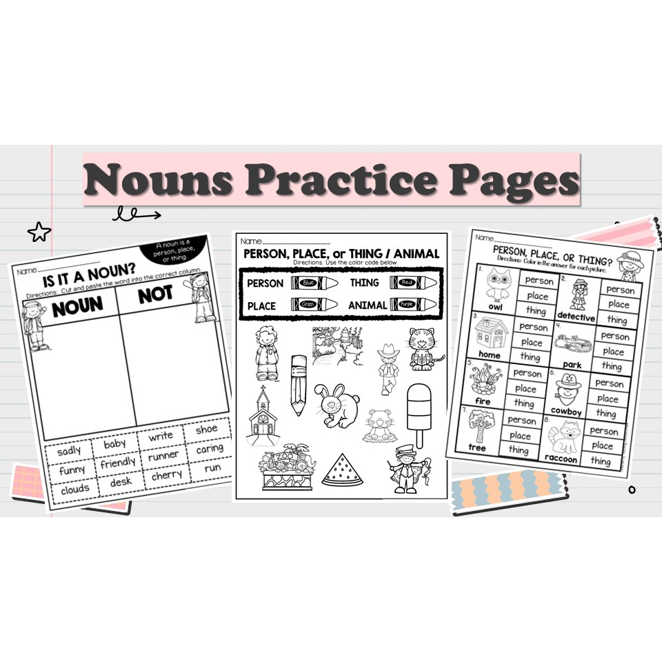 [PRE121] 17 pages Nouns Practice Pages Worksheet for Pre-school PDF ...