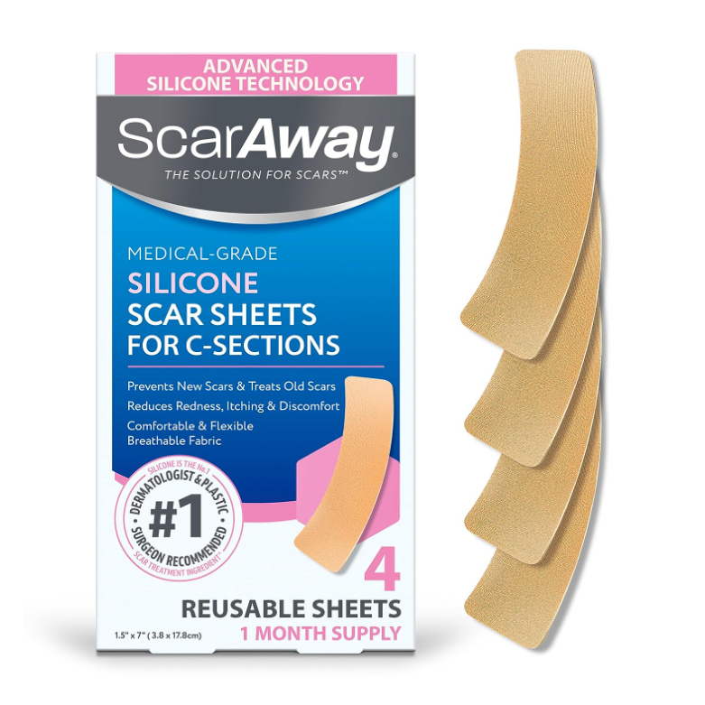 ScarAway Advanced Skincare Silicone Scar Sheets for C-Section, Reusable ...