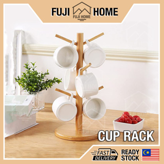 Home Cup Holder With Wooden Handle, Drainage Drying Rack For Tabletop And  Wall-mounted Mug, Tea Cup Hanger