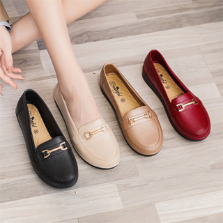 Women Flats New Women's Shoes Metal Button Single Shoes Women's