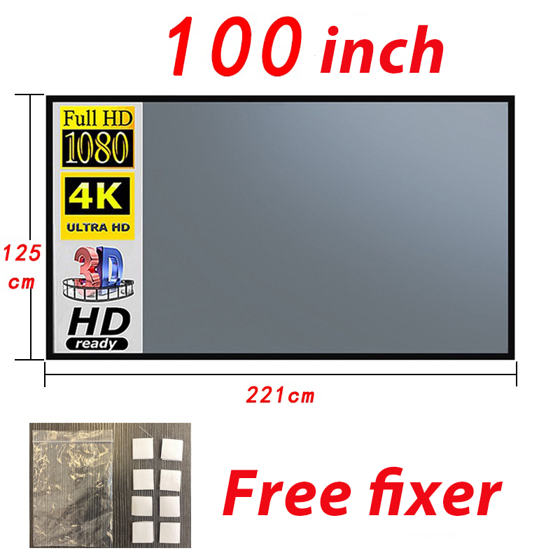 QIALET 3D Projector Screen HD Metal Anti-Light Curtain Increase light ...