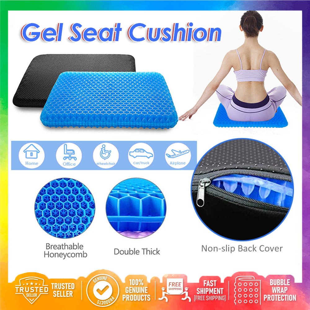 Gel Seat Cushion with Nonclip Cover for Office Chair Car