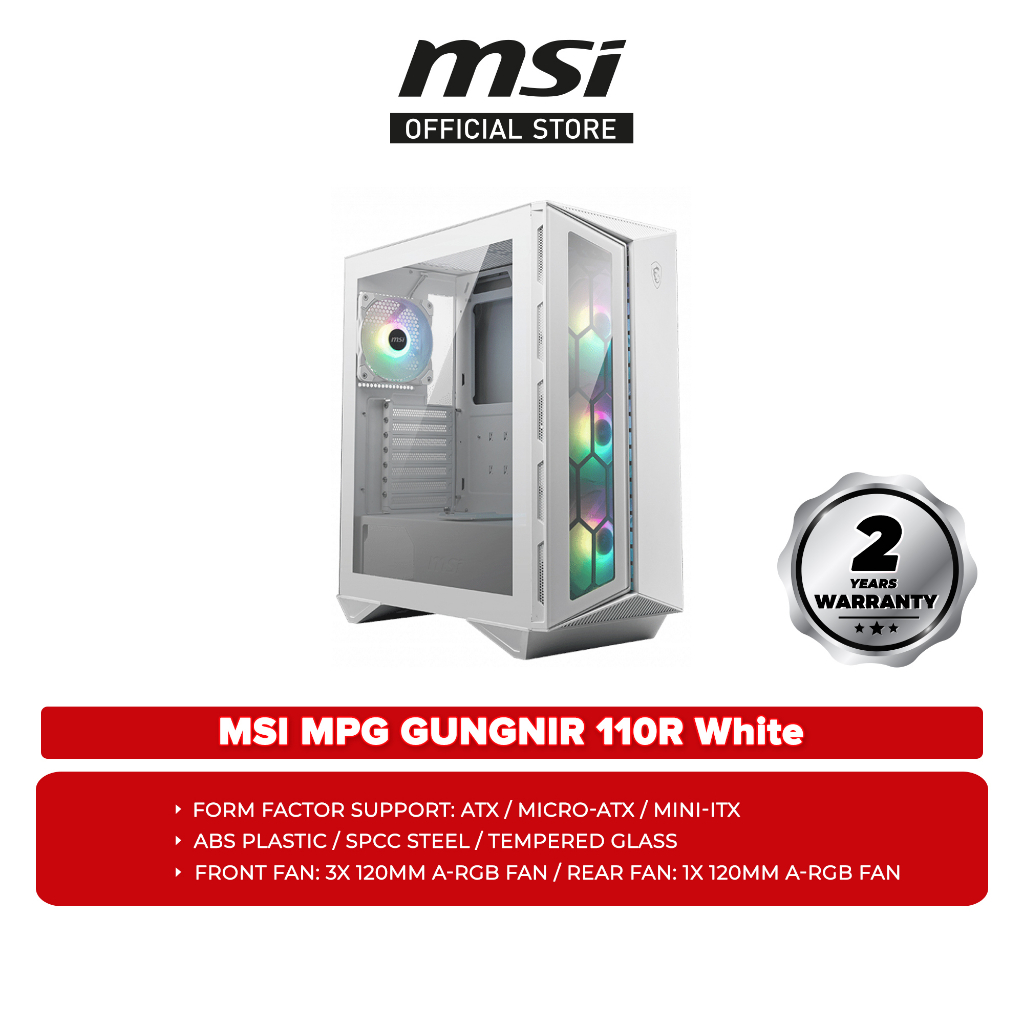 Msi Mpg Gungnir 110r Rgb Gaming Desktop Casing White Shopee Malaysia