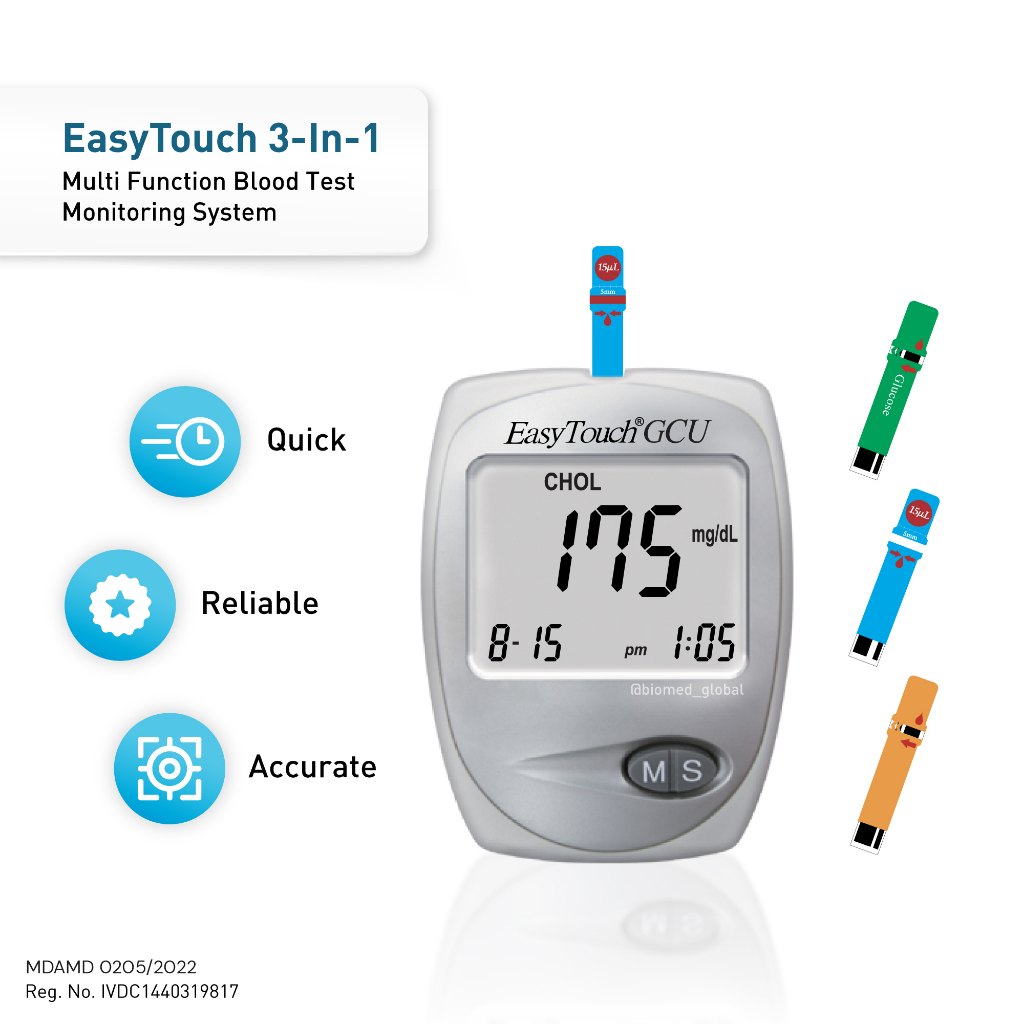 EasyTouch GCU Cholesterol, Glucose, Uric Acid Test Meter Set, Bundle ...