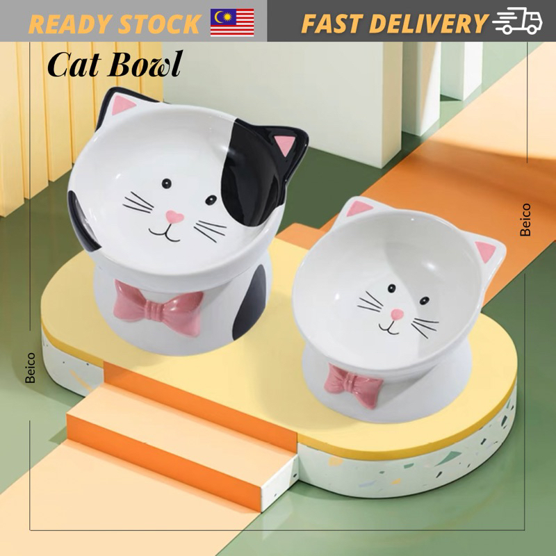 Cat Bowl Raised Cat Food Bowl Anti Vomiting Tilted Elevated Cat Bowl
