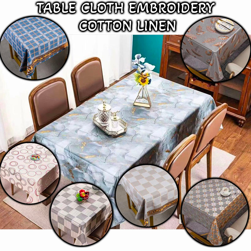 AS Table Cloth Embroidery Cotton Linen Table Cover Tablecloth Kitchen ...