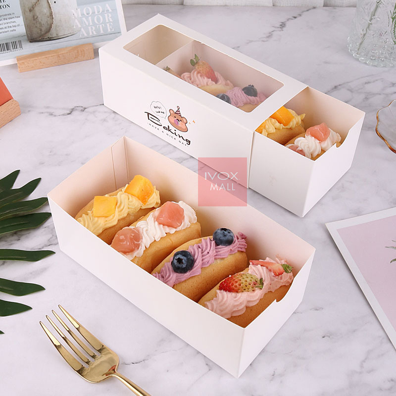 Swiss roll Box Rectangle Window Drawer Cake Box Towel Roll Kotak Kek