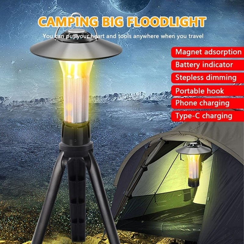 Lampu Suluh Camping Lamp Torch Light Lantern Pelita Rechargeable LED