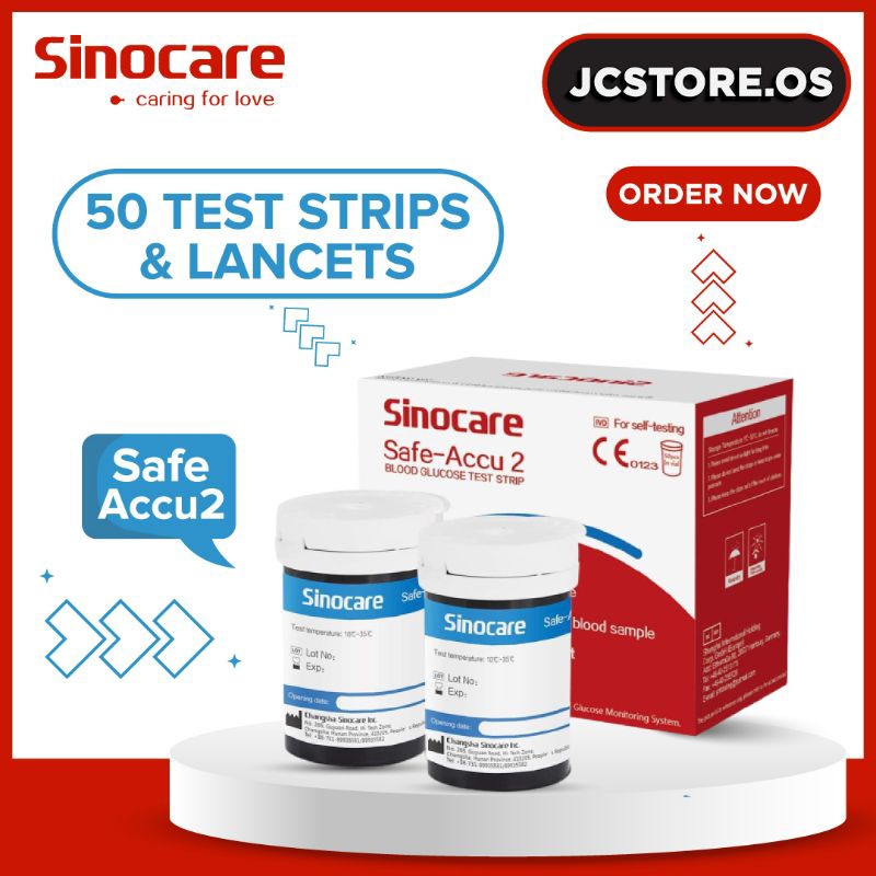 Sinocare SafeAccu 2 [ 50PCS TEST STRIPS + LANCETS ] Shopee Malaysia