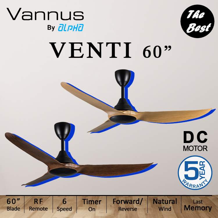 Alpha | Vannus Venti 60 Inches DC Motor 6 Speeds Remote Control 3 Blade ...
