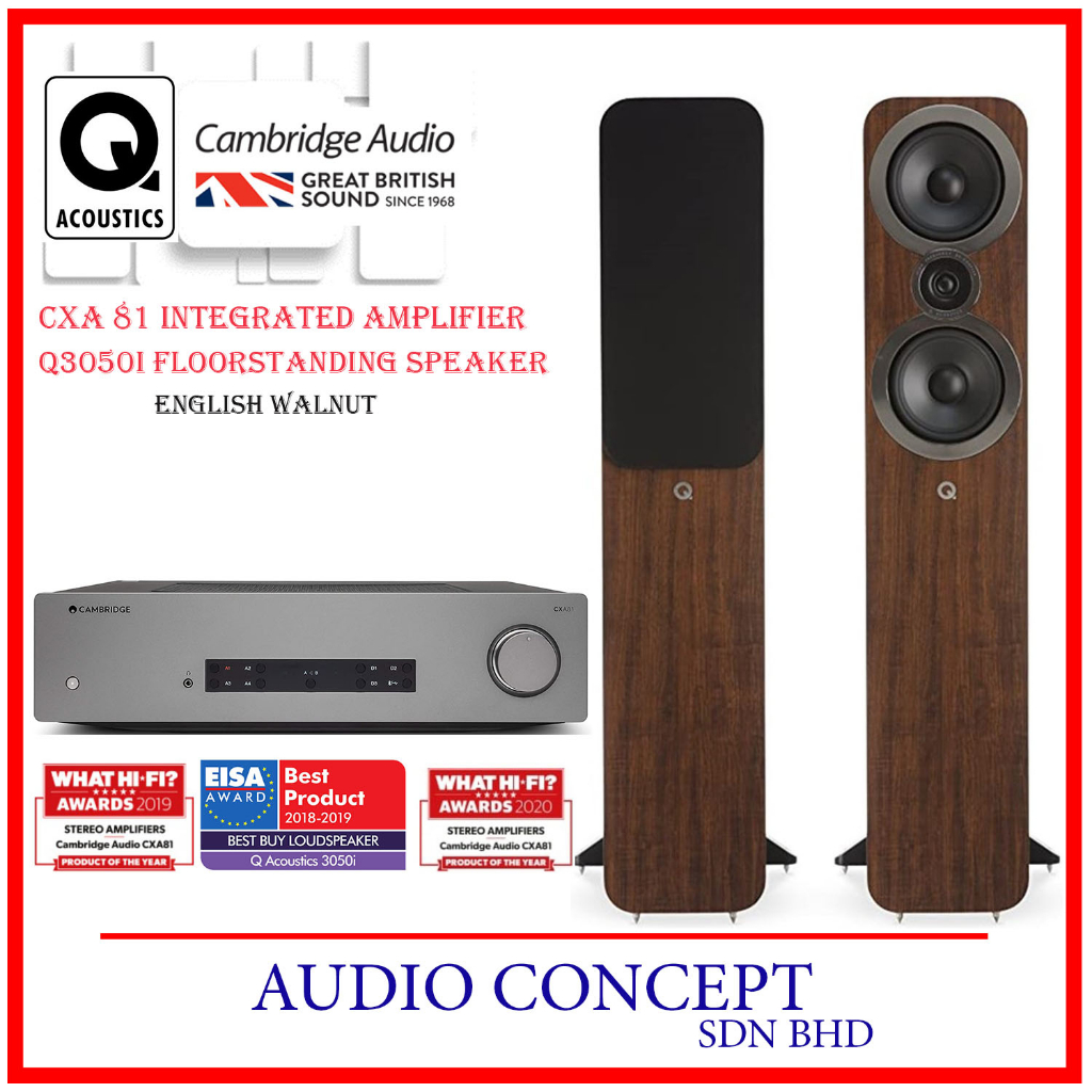 Cambridge Audio CXA81 Stereo Amplifier + Q Acoustics 3050i Floorstanding Speaker + Free Gift