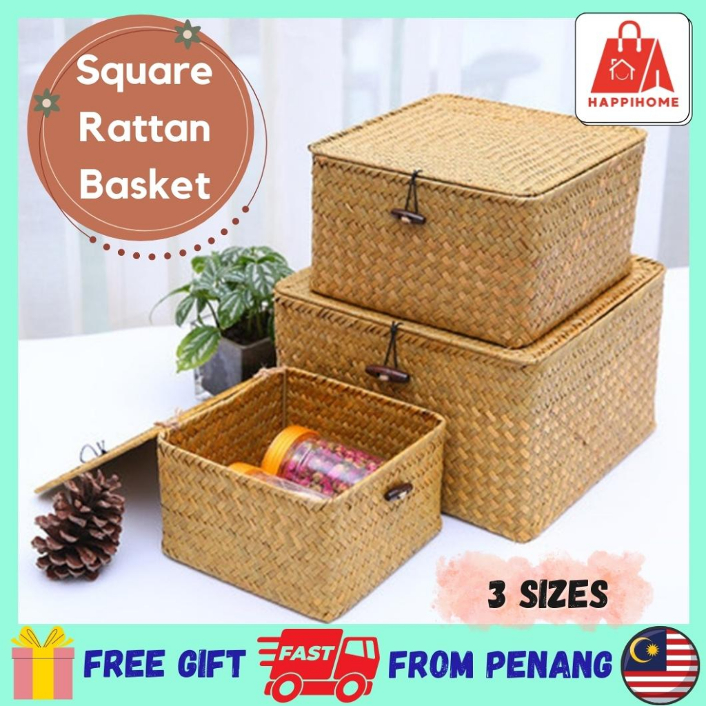 Rattan Storage Box Basket Bakul Rotan Hantaran Bertutup Hidden Box