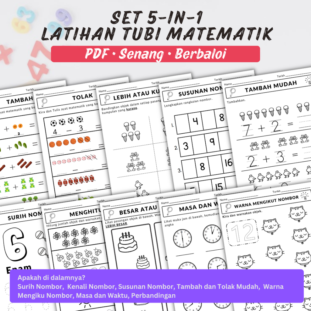 [PDF] Latihan Tubi Matematik Untuk Kanak-Kanak Tadika, Prasekolah ...