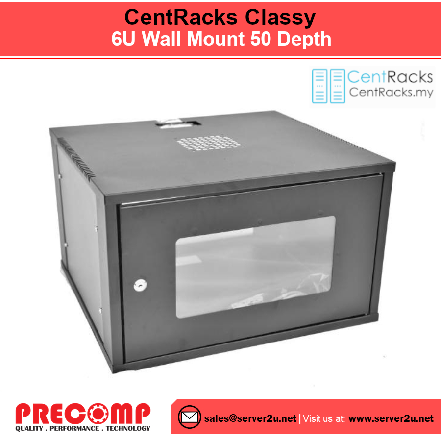 CentRacks Classy 6U (33cm x 54cm x 50cm) Wall Mount Server Rack ...