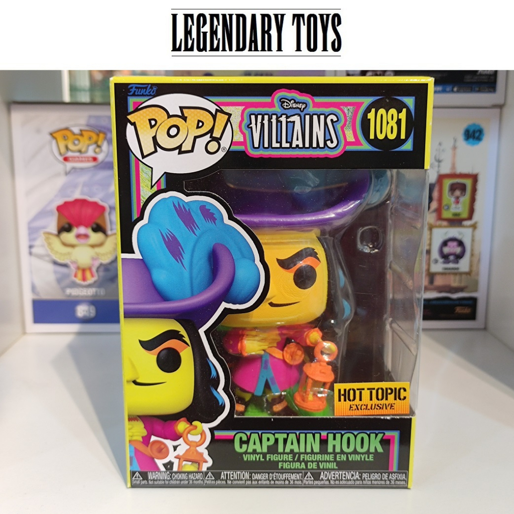 Funko Pop! Disney Villains Captain Hook #1081 Black Light Hot Topic  Exclusive