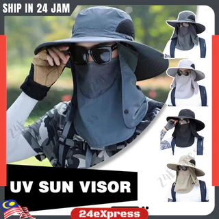 12 Pcs Fishing Hat with Neck Flap and Arm Sleeves Outdoor UPF 50+ Sun  Protection Caps for Men Mesh Wide Brim Hats for Fishing Hiking Garden（6  Colors