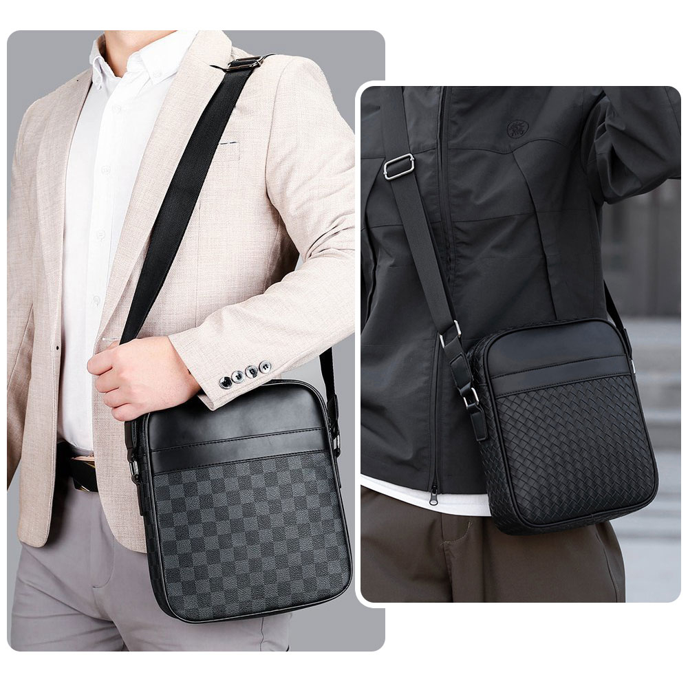 Checkered Floral O Full Black Weave Camouflage Men Shoulder Bag Crossbody Bag  Sling Bags Beg Silang Lelaki Beg Sandang