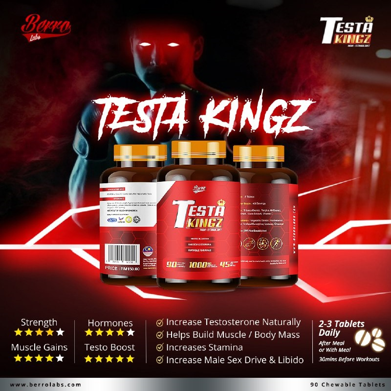 Testa Kingz (90 Chewable Tablets) - T Booster Healthy Strength Stamina ...