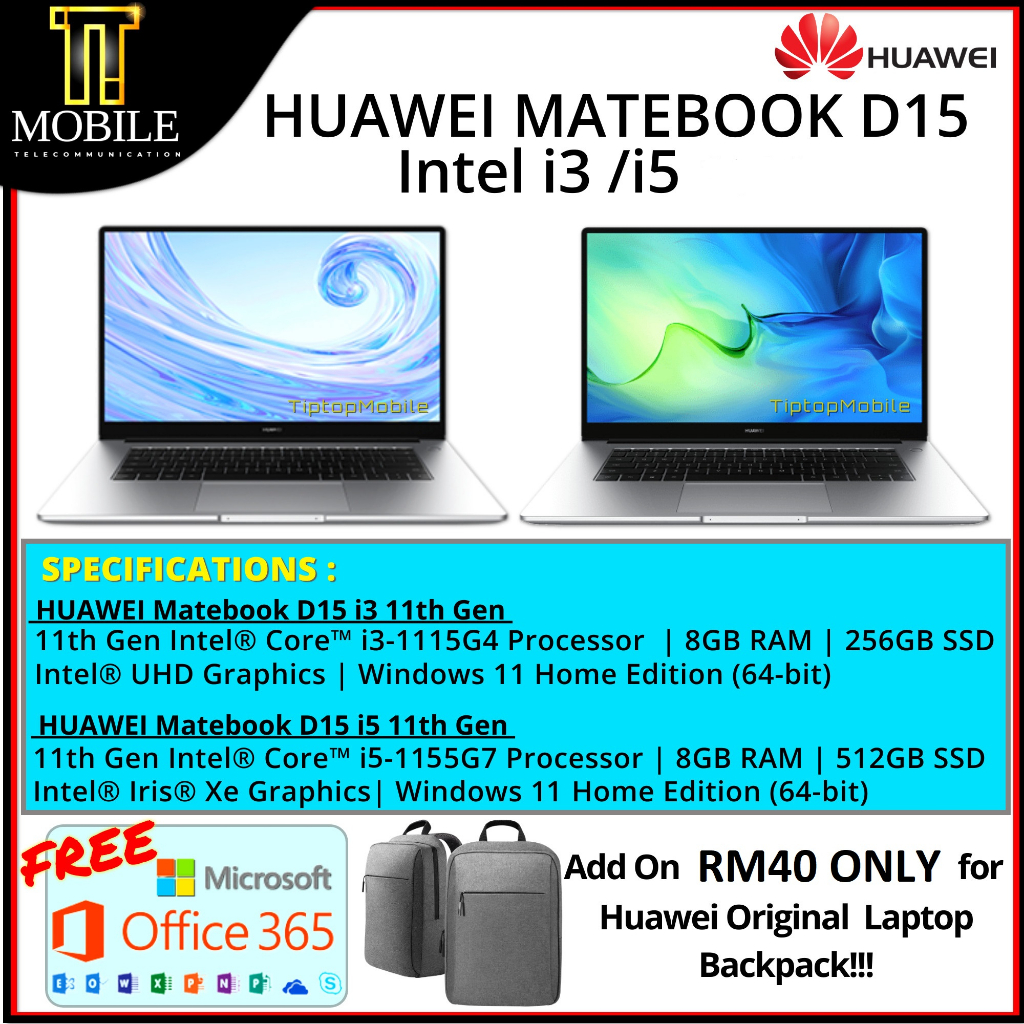 HUAWEI MateBook D15 11th i3/i5 2022 | HONOR Magicbook X14 i3 (8GB+256GB ...