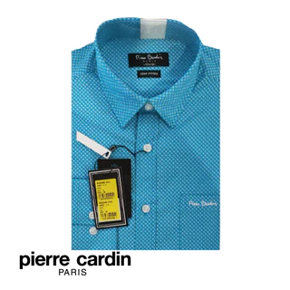 PIERRE CARDIN MEN LONG SLEEVE PRINTED SHIRT WITH POCKET (SEMI FITTED) - LIGHT BLUE (W3260B-11312)