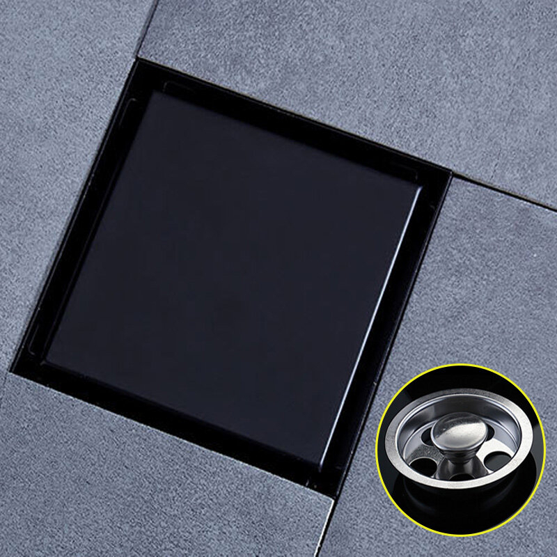 Black 304stainless Steel Bathroom Floor Trap Floor Drain Cover Floor