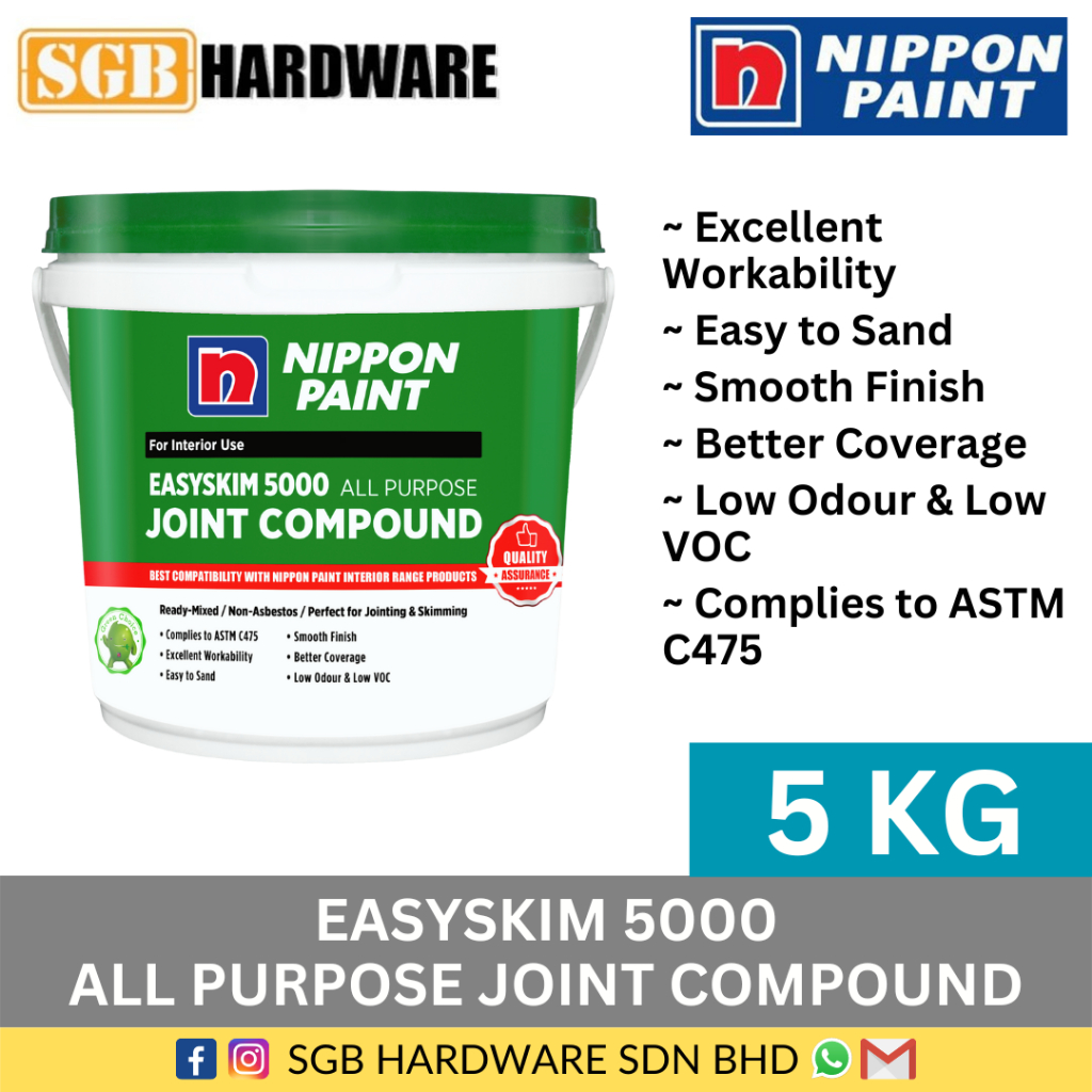 Nippon Paint Easyskim 5000 / All Purpose Joint Compound 5kg UP Shopee