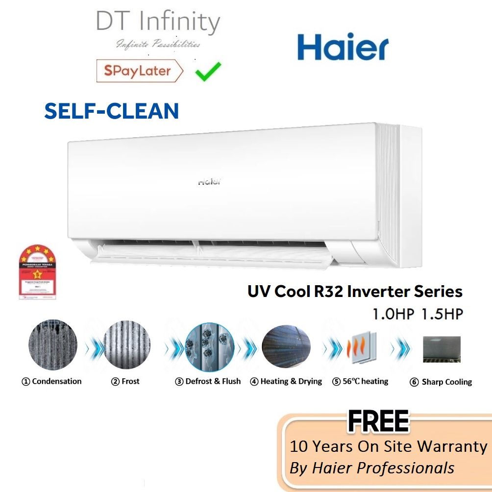 Haier Aircond Inverter 5 Stars 1HP 1.5HP Aircon Air Conditioner ...