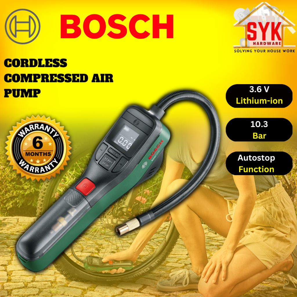 SYK Bosch Cordless Compressed Air Pump Inflator Multipurpose Ball Bike ...