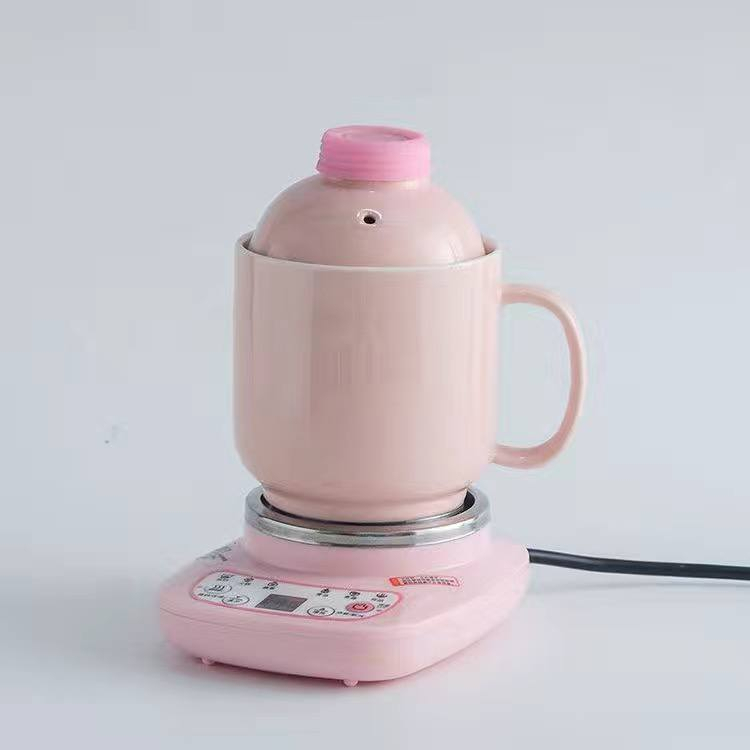 500W Electric Kettle Stew Pot Slow Cooker Portable Cooking Pot Stewing Porridge Soup with Appointment for Home Travel 600ml, Purple