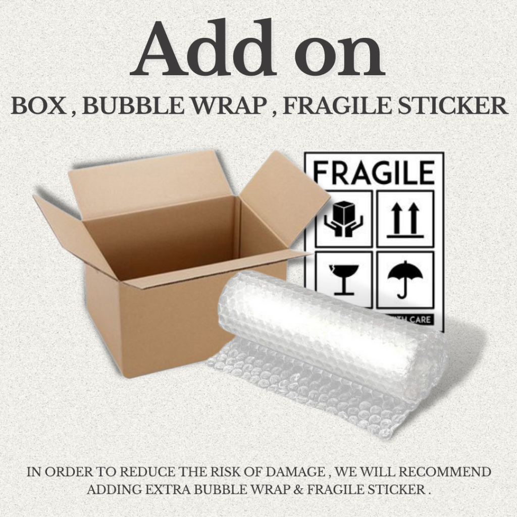 Extra AddOn Cardboard Box , Bubble Wrap and Fragile Sticker for