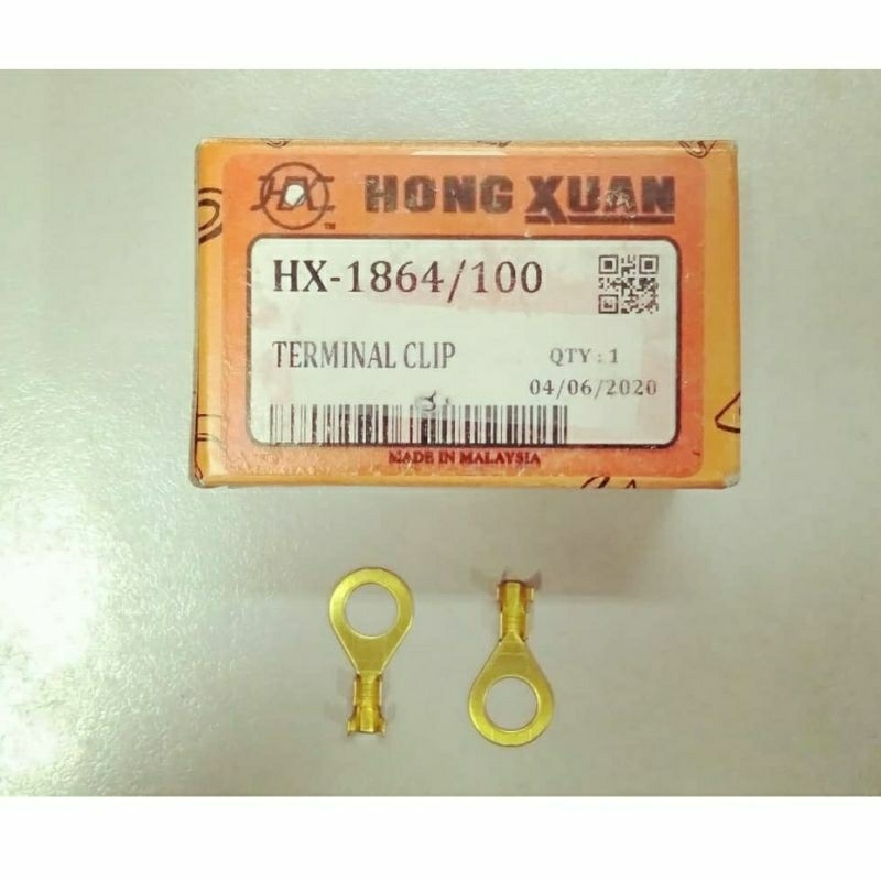 HX1864 1Box 100pc Ring Terminal Clip Wire Universal Gold Brass Car