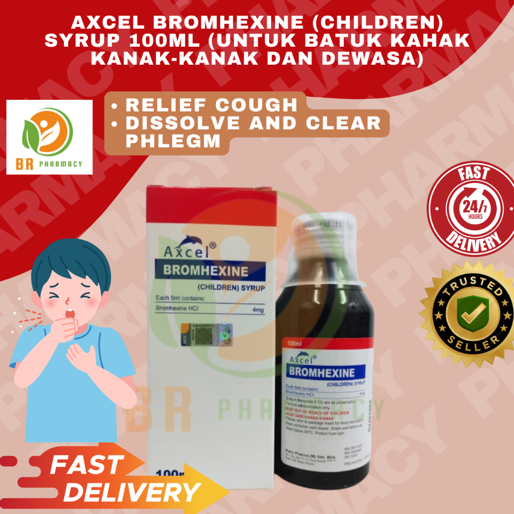 AXCEL Bromhexine (Children) Syrup 100ml (UNTUK BATUK KAHAK KANAKKANAK