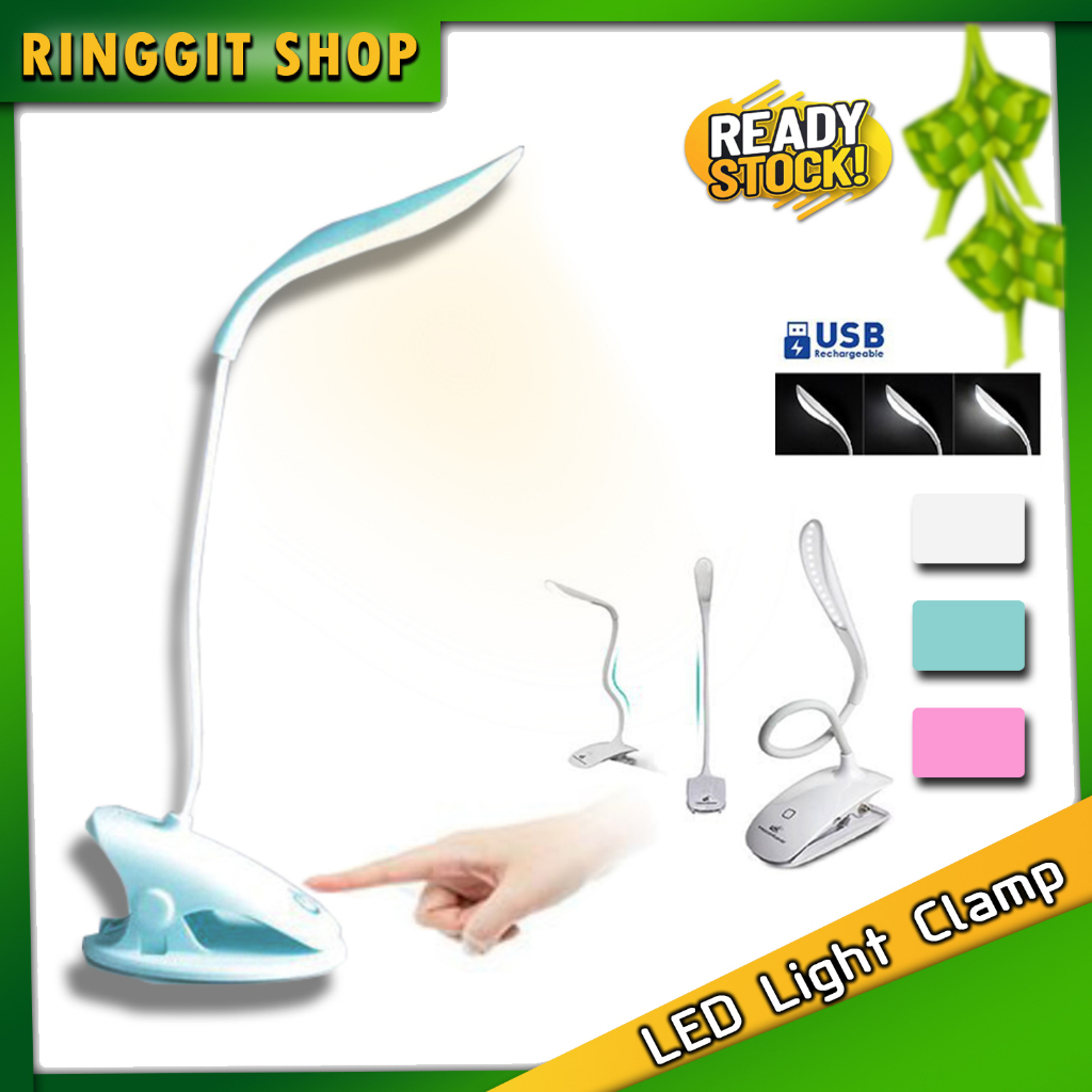 Ringgit Shop LED Light Clamp 3 Level Touch Table Light Dimming USB ...