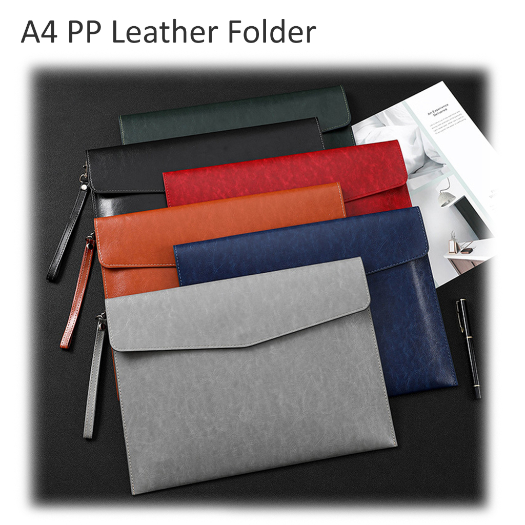 PP Leather A4 Folder File Document Holder Organizer Waterproof Envelope