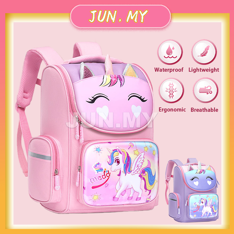 Unicorn School Bag For Girl Kids Waterproof Primary School Backpack Beg Sekolah Perempuan Murah