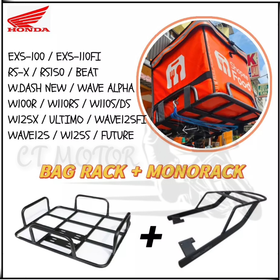 ct motor HONDA Rapido Monorack + Bag Delivery Besi Frame Rack Box ...
