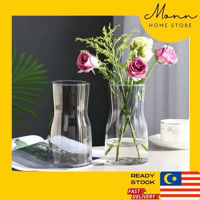 [READY STOCK] MONN 18.5cm European Style Clear Vase for Home Office ...