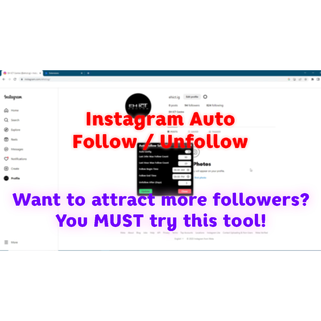 EH Instagram Auto Follow (Chrome extension) Shopee Malaysia