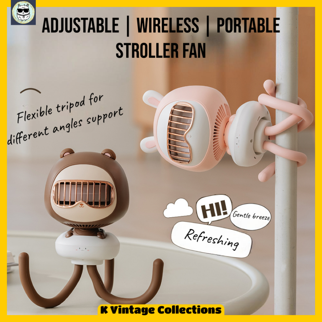 Wireless Auto Rotate Mini Stroller Fan Baby Fan Rechargeable Adjustable ...