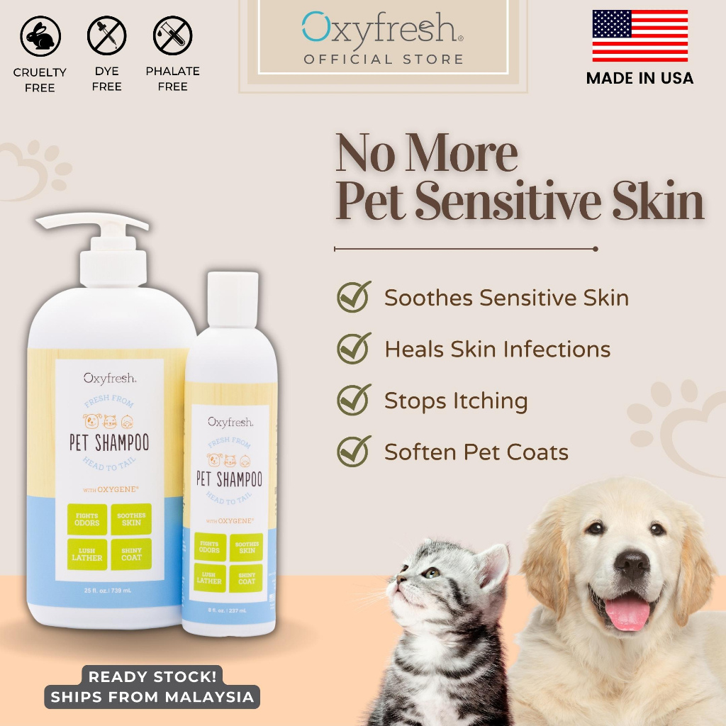 Oxyfresh Pet Shampoo Anti Itch Cat Shampoo & Dog Shampoo Shiny Coat Syampu Kulit Sensitif