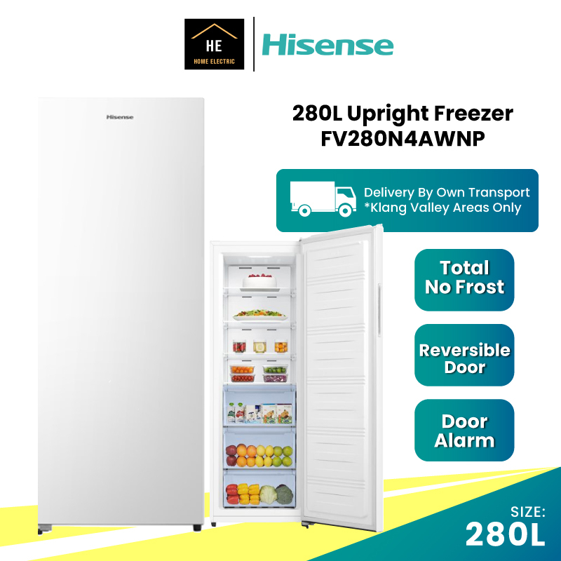 Hisense 280L Upright Freezer 2IN1 Fridge FV280N4AWNP Peti Sejuk