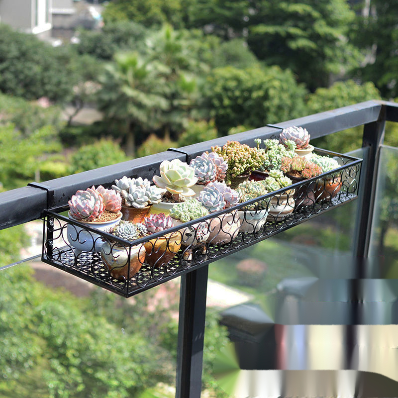 Balcony flower pot rack flower rack storage rack hanging iron railing ...